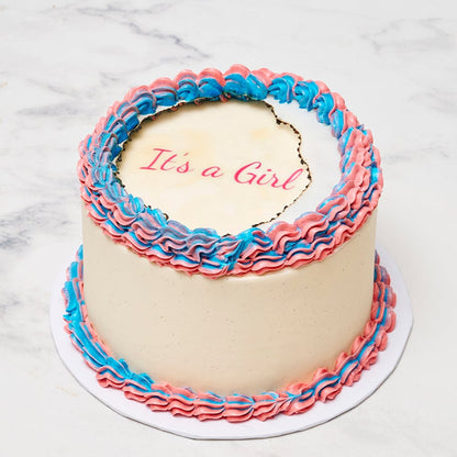 Gateau reveal cake burnaway It's a Girl 